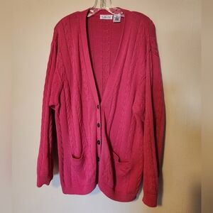 Vintage Talbots Rose Cable-Knit Button Cardigan